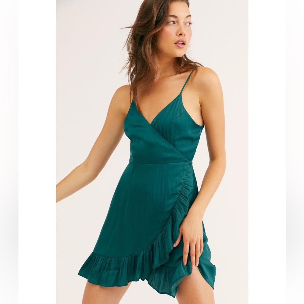 Free people emerald green wrap dress
